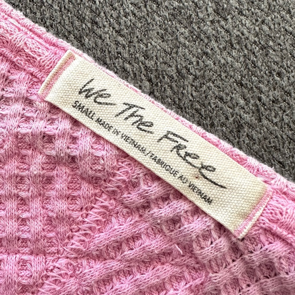 We The Free Pink Coraline Waffle Thermal Top Small - Picture 6 of 8